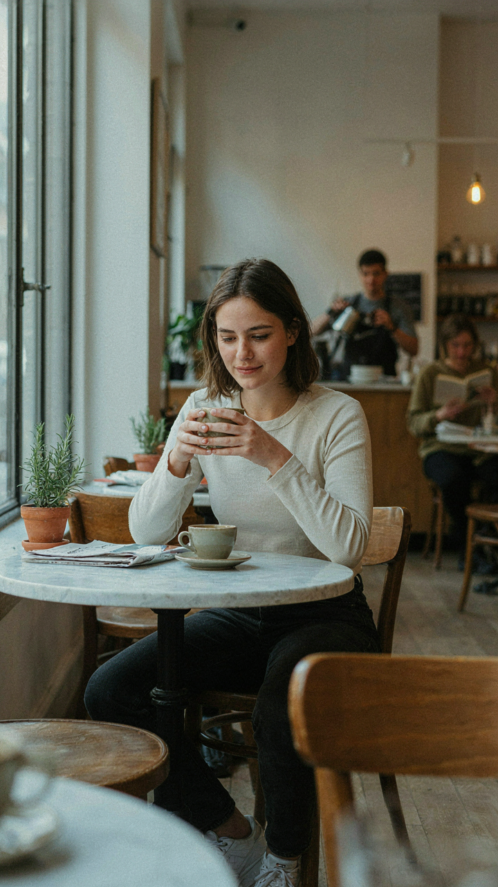 A person wears a merino wool base layer as a casual shirt.