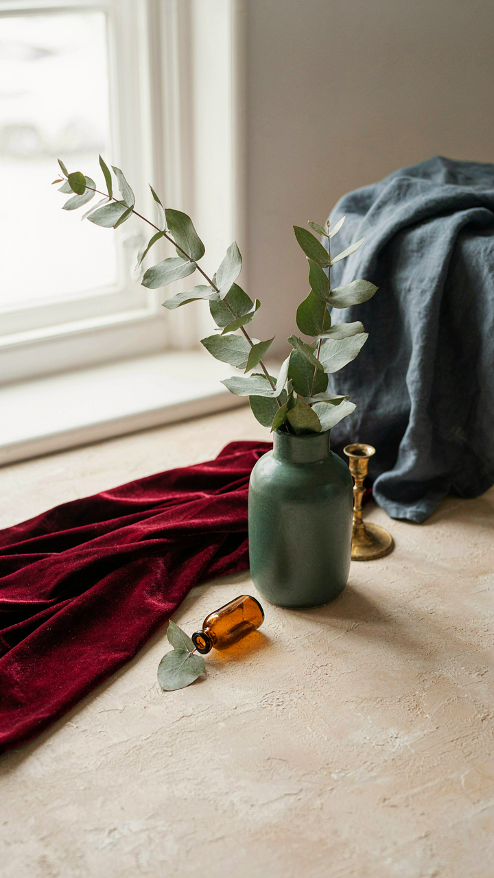 A harmonious color palette of deep jewel tones.