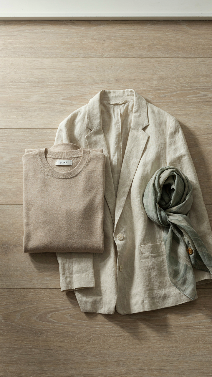 A linen blazer and merino wool shirt are ready for spring layering.