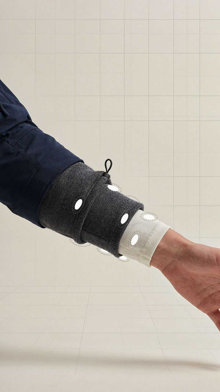 Close up of layered technical fabrics showing trapped air for insulation.