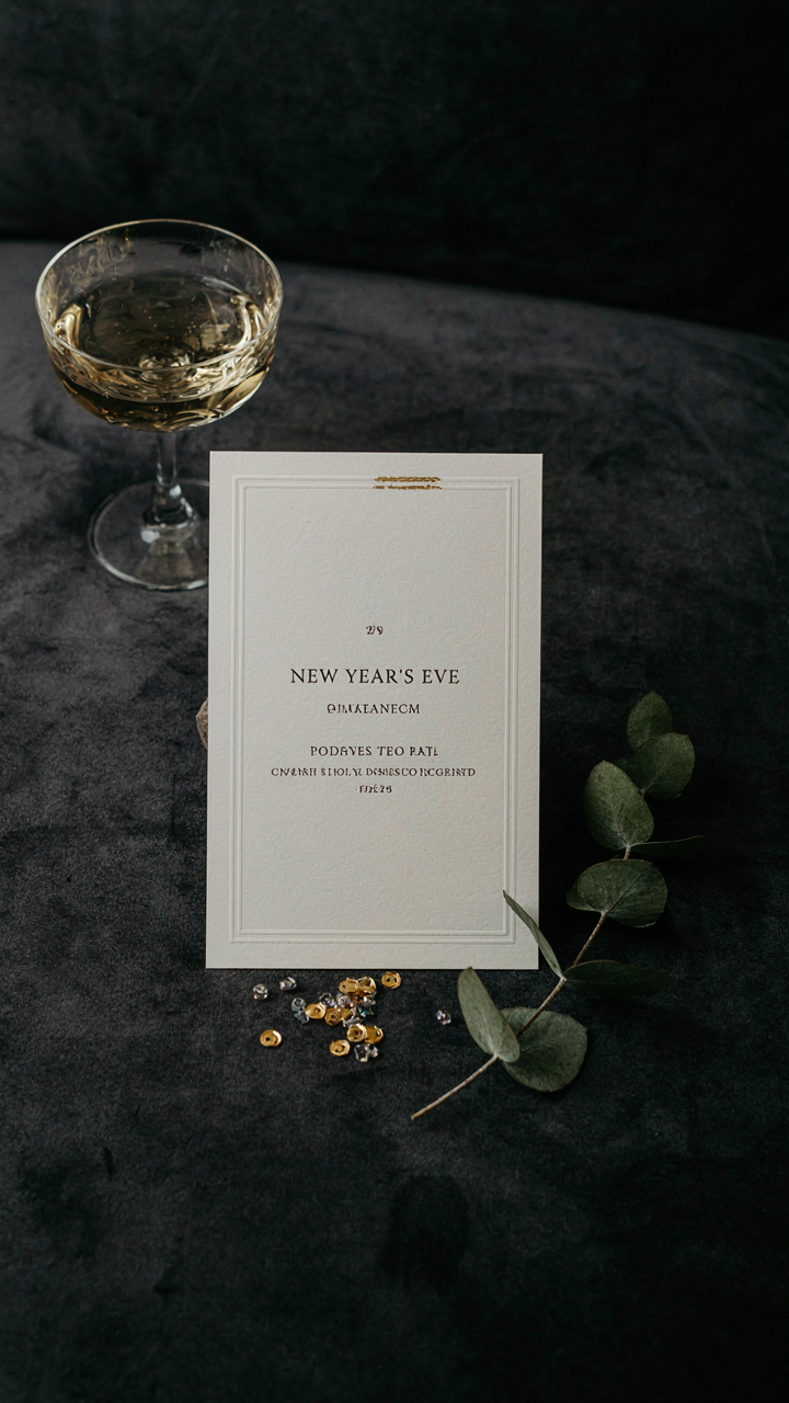 An elegant invitation for 'New Year's Eve Cocktail Attire'.