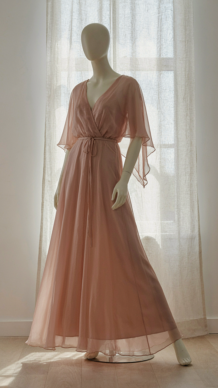 Chiffon maxi dress with a silk slip underneath for structure.