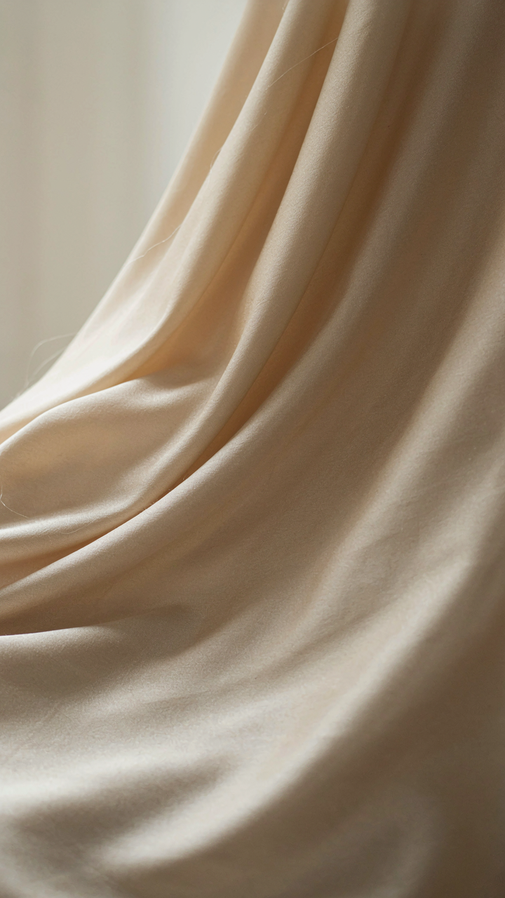 A luxurious silk charmeuse fabric draped with subtle movement.