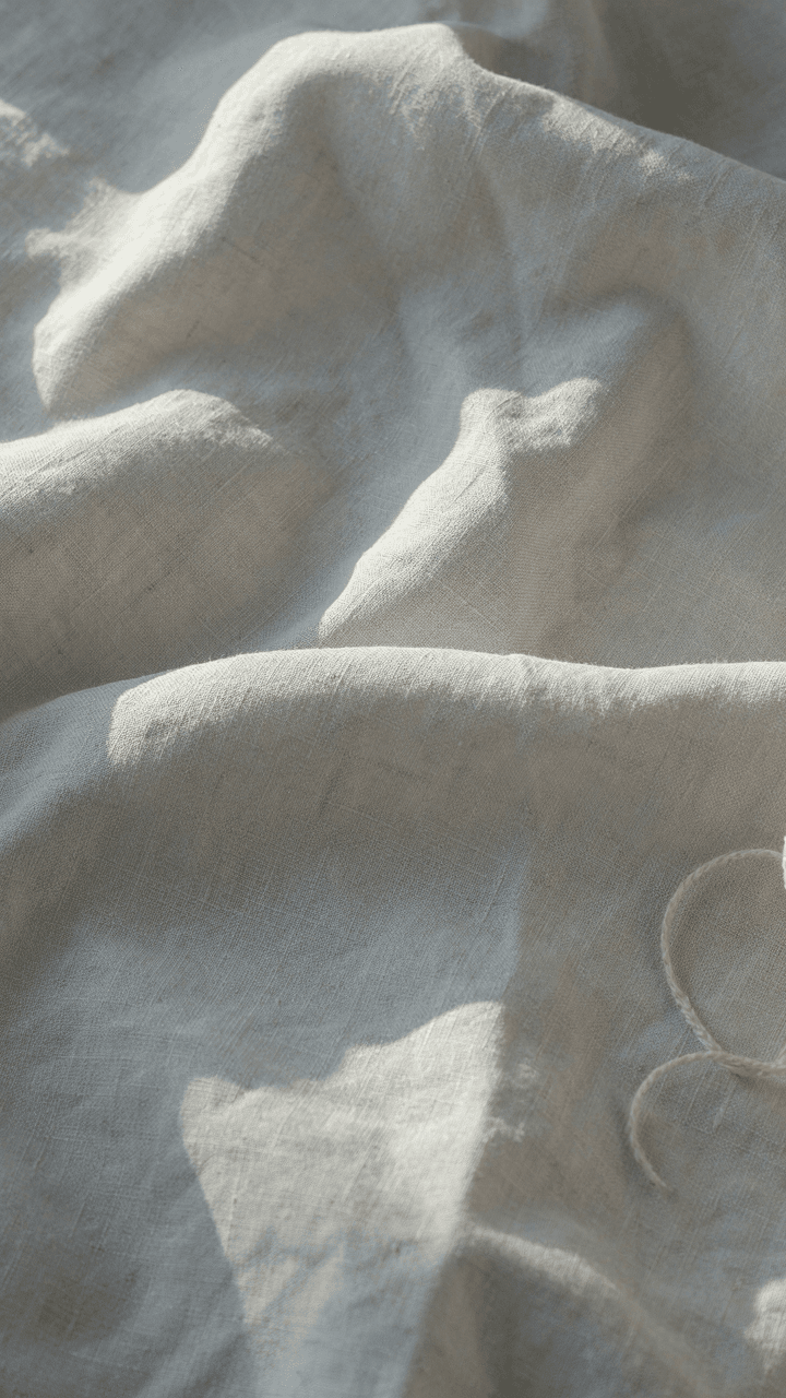 Soft white linen fabric draped in bright midday sun, showing color contrast.