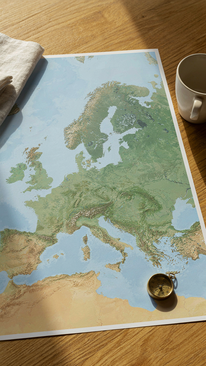 A map shows summer climate differences across Paris, Spain, and Italy.