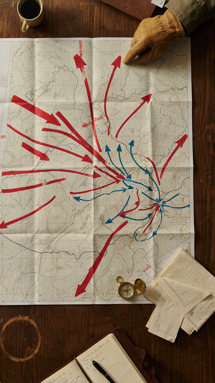 Military map showing strategic feint and misdirection tactics.