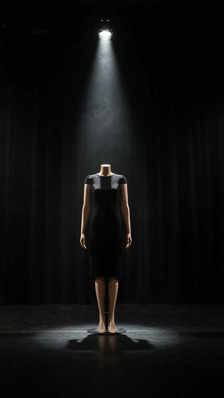A spotlight shines on a bold, unique little black dress.