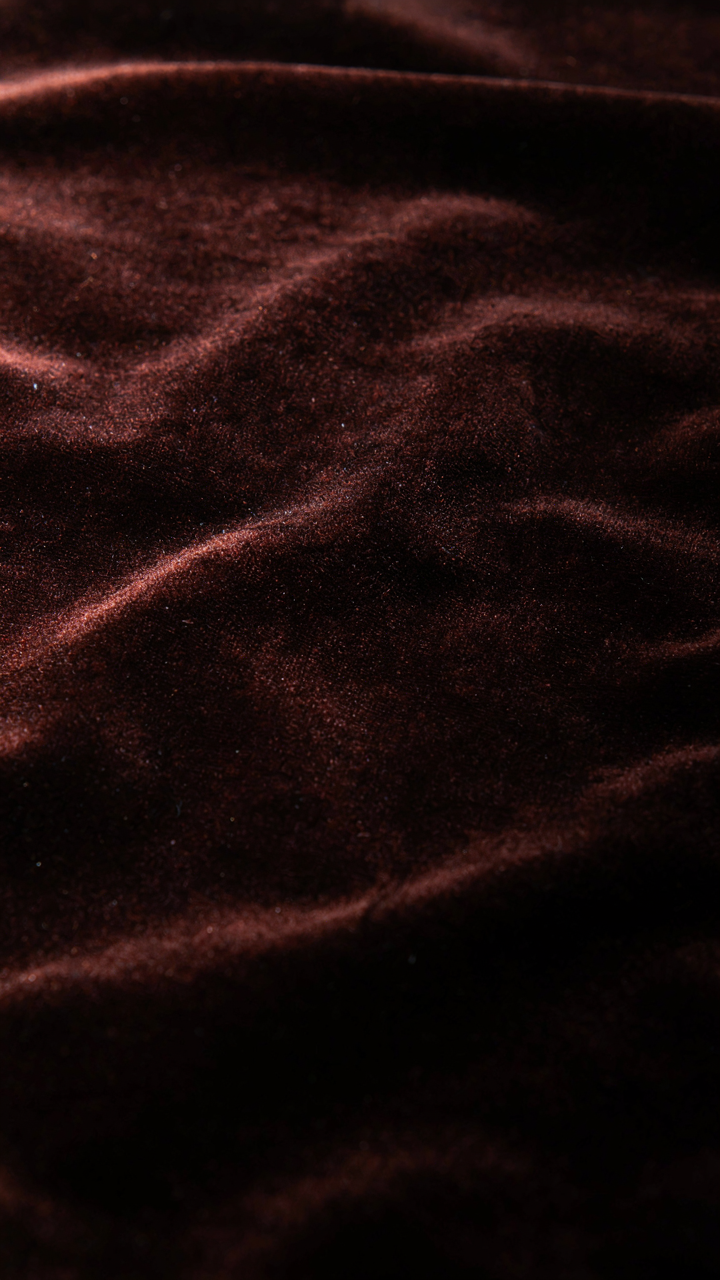 Close-up of dark velvet fabric with light interacting with its textured pile.