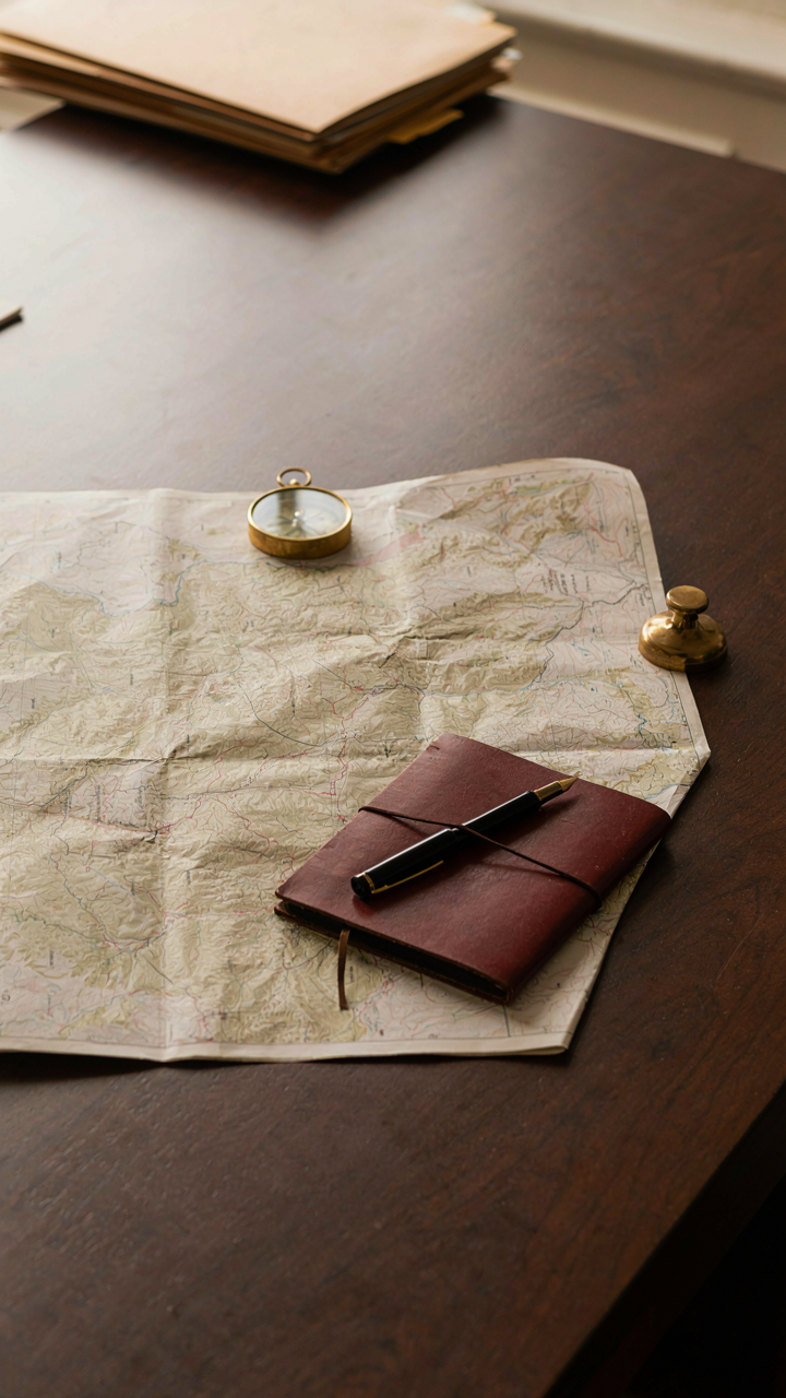 A military officer's desk with only essential items for mission-critical focus.