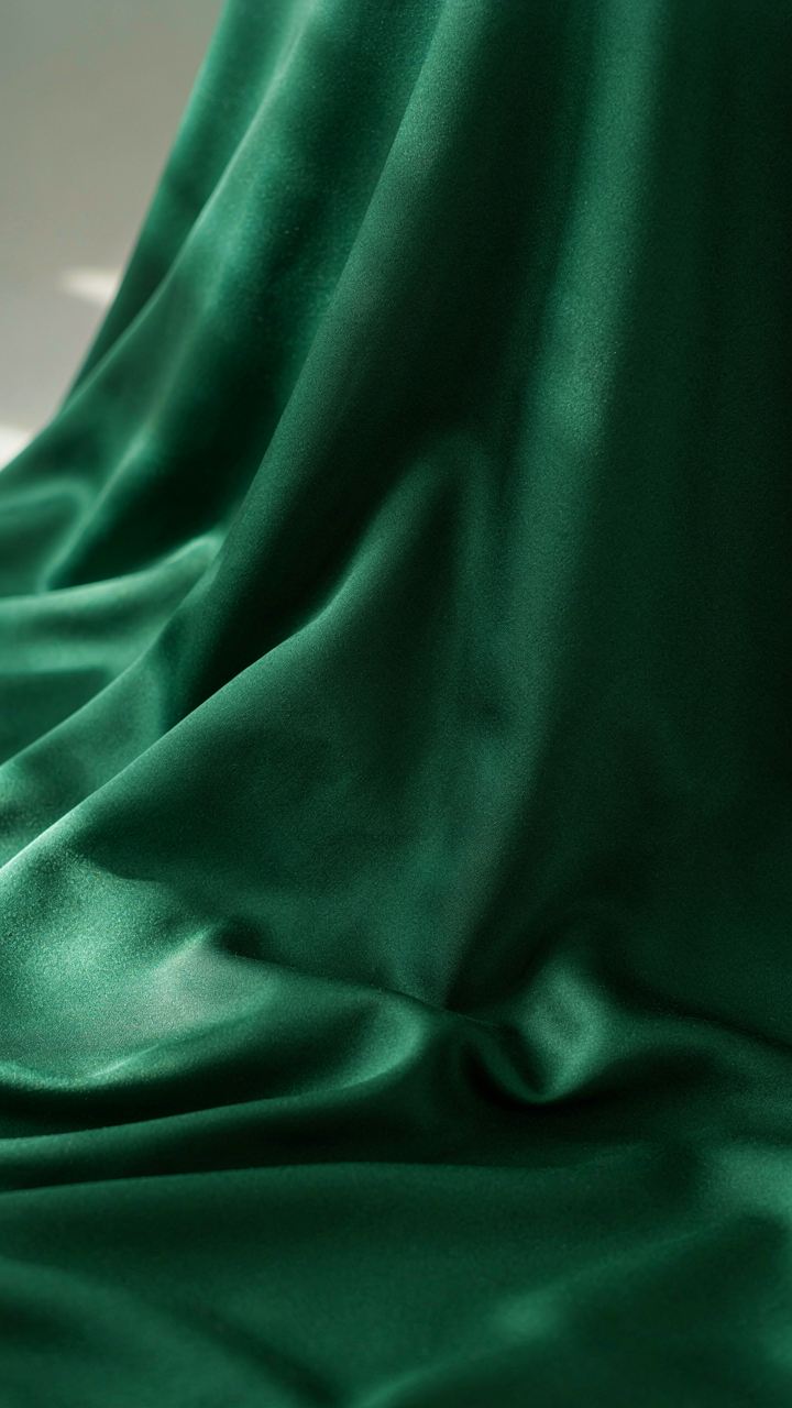 A close-up of rich duchesse satin fabric draped elegantly.