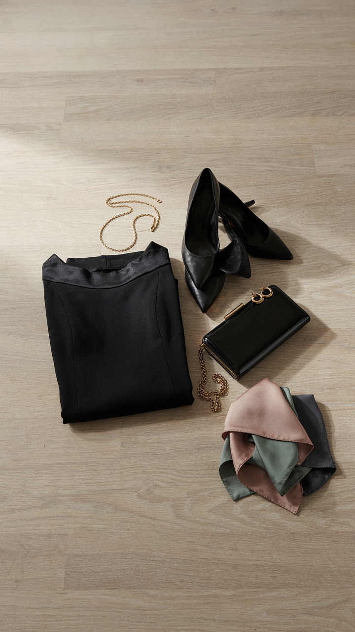 A versatile black birthday dinner cocktail dress in a capsule wardrobe.